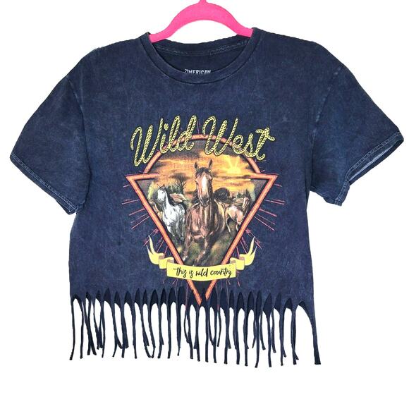 American Highway Wild West Crop Fringe Graphic T - Picture 2 of 7